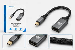 تبدیل Mini DisplayPort به DisplayPort JSAUX مدل CV0044 طول 20 سانتیمتر | روکش بافتهشده
